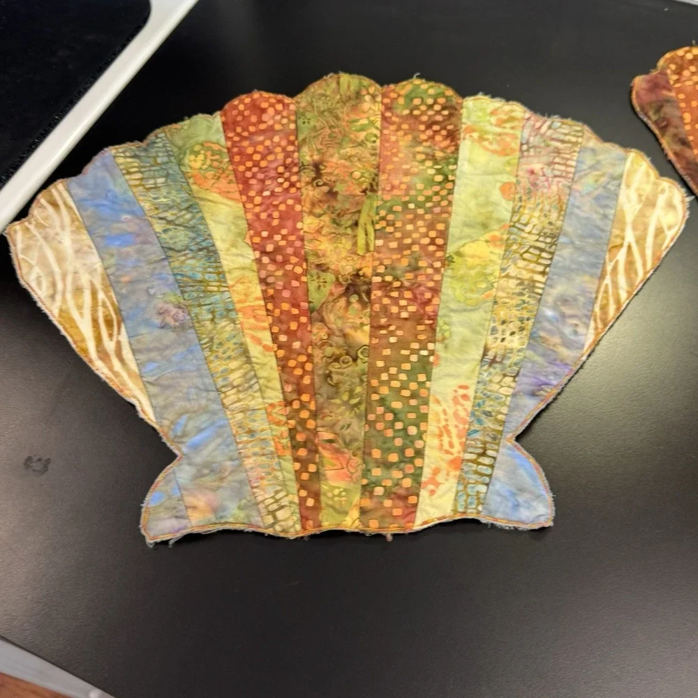 Sea Shell Handmade Quilted Reversible Placemats or topper Multi Colored Set of 8